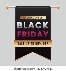 Banner de fondo de viernes negro - Este fondo en blanco y negro es perfecto para cualquier promoción de venta de "viernes negro". Utilice este diseño de banners fácil de personalizar en un instante.