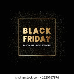 Fondo del Black Friday con fondo dorado en negro
