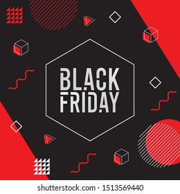 Black Friday background memphis style, modern abstract polygonal pattern