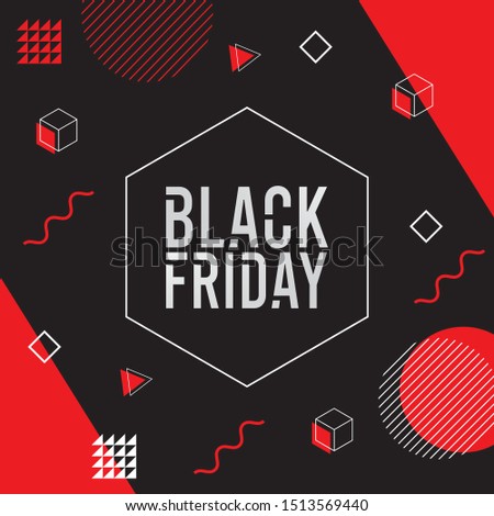Black Friday background memphis style, modern abstract polygonal pattern