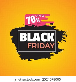 Fondo de Black Friday, diseño plano de Black Friday moderno, fondo de descuento de Black Friday, concepto de diseño de Black Friday Flat con fondo naranja, Ilustración vectorial.