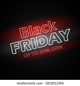 Black Friday background with neon lettering design