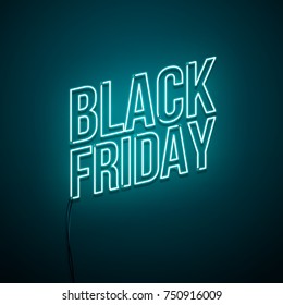 Black Friday background. Neon sign. Vector illustration.