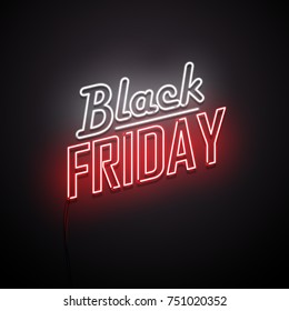 Black Friday background. Neon sign. Vector illustration. - Shutterstock ID 751020352