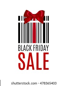 Black Friday background with Present barcode. Sale concept. Vector illustration