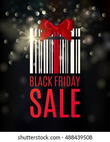 Black Friday background with Present barcode. Sale concept. Vector illustration