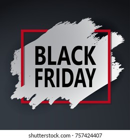 Black friday background with red frame and brush texture vector eps 10