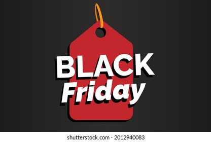 Black Friday. Black background with red tag vector for offer and promotion.