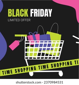 Black Friday background. Black Friday Sale banner. Black Friday design. typography. Template for Poster, Banner, promotion, advertising, web, social media post, ads, card. Vector illustration.