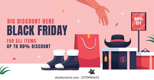 Black Friday background. Black Friday Sale banner. Black Friday design. typography. Template for Poster, Banner, promotion, advertising, web, social media post, ads, card. Vector illustration.