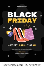 Black Friday background. Black Friday Sale banner. Black Friday design. typography. Template for Poster, Banner, promotion, advertising, web, social media post, ads, card. Vector illustration.