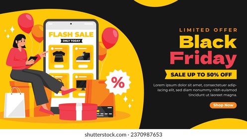 Black Friday background. Black Friday Sale banner. Black Friday design. typography. Template for Poster, Banner, promotion, advertising, web, social media post, ads, card. Vector illustration.