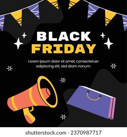 Black Friday background. Black Friday Sale banner. Black Friday design. typography. Template for Poster, Banner, promotion, advertising, web, social media post, ads, card. Vector illustration.