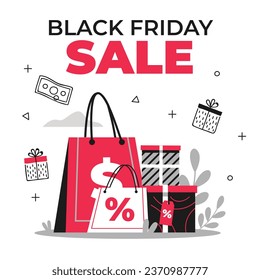 Black Friday background. Black Friday Sale banner. Black Friday design. typography. Template for Poster, Banner, promotion, advertising, web, social media post, ads, card. Vector illustration.