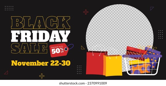 Black Friday background. Black Friday Sale banner. Black Friday design. typography. Template for Poster, Banner, promotion, advertising, web, social media post, ads, card. Vector illustration.