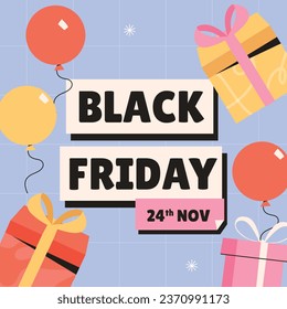 Black Friday background. Black Friday Sale banner. Black Friday design. typography. Template for Poster, Banner, promotion, advertising, web, social media post, ads, card. Vector illustration.