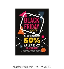 Black Friday background. Black Friday Sale banner. Black Friday design. typography. Template for Poster, Banner, promotion, advertising, web, social media post, ads, card. Vector illustration.