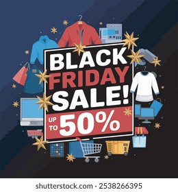 Black Friday background. Sale banner. Black Friday design vector types background