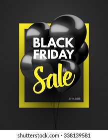 Black Friday background. Black Friday sale. Black Friday shopping. Balloons with frame. Vector Illustration EPS10.