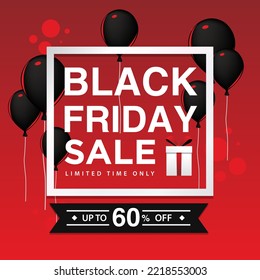 Black Friday Background Simple Design Template With Balloon Red Black Color