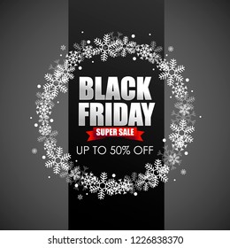Black friday background with snowflake