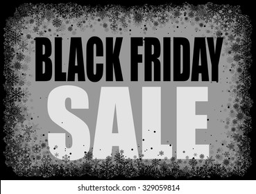 Black friday background with snowflakes. Sale banner. Vector illustration.