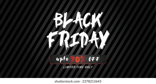 Fondo Del Viernes Negro Con Fondo De Banda Negra. Plantilla de vectores Premium de Viernes Negro para temporada de vacaciones, noviembre y ciberlunes. Oferta de venta fondo negro con hasta 70% de descuento en texto