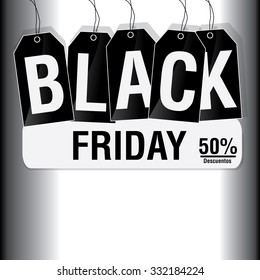 Black friday background with text and icons