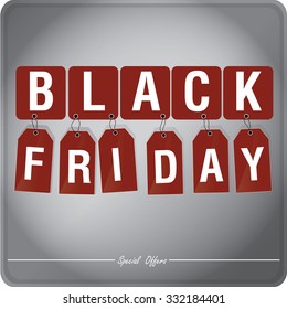 Black friday background with text and icons