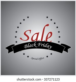 A black friday background with text and icons