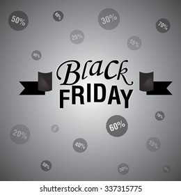 A black friday background with text and icons