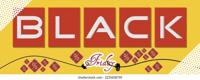 Black friday background vector. With the concept of isolation with the dominant yellow color and percent elements as a complement. Perfect for use for various types of marketing especially digital.