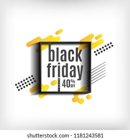 Black friday background with yellow shapes