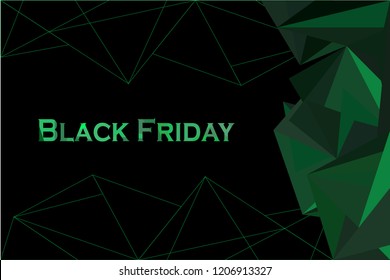 Black Friday background for your design. Polygonal lines. Geometric font. Creative template. 