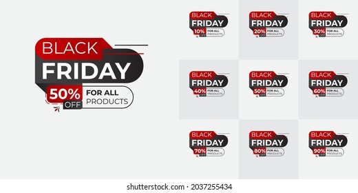 Black Friday Badge Card Bundle Design With Creative And Dynamic Shapes, Black Friday Banner Template, Social Media Post Bundle Design, Black Friday Offer