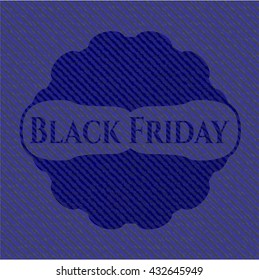 Black Friday badge with denim background