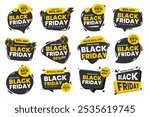 Black friday badge design set. Black friday promotion banner. Discount banner for black friday sale. Social media, web, sale banner, sale badge