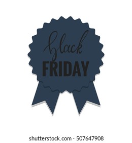 Black Friday. Badge in flat modern style vector isolated. Discount or special offer price tag on Black Friday sale. Sale label contains hand drawn lettering