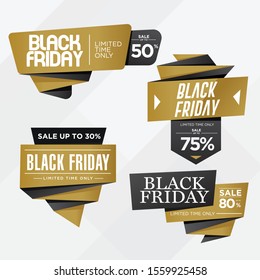 Black Friday Badge Promotion Set With Black Gold Color