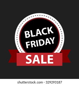 Black friday badge with ribbon for sales promotion and advertising. Flat style.