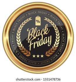 Black Friday Badge. Vector Golden Icon.