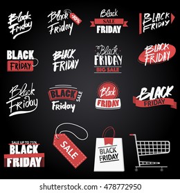 Black Friday badges / include lettering for black Friday clearance / set of 16 icons