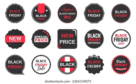 Black Friday badges, label, tags for sale and promotion. Black friday sale ribbon banners collection. Black friday sale tag banners