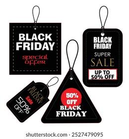 Black Friday badges, label, tags for sale and promotion. Black Friday sale ribbon banners collection. Black Friday sale tag banners