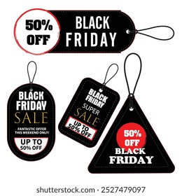 Black Friday badges, label, tags for sale and promotion. Black Friday sale ribbon banners collection. Black Friday sale tag banners