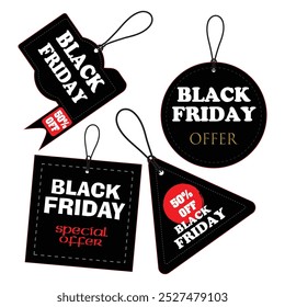 Black Friday badges, label, tags for sale and promotion. Black Friday sale ribbon banners collection. Black Friday sale tag banners