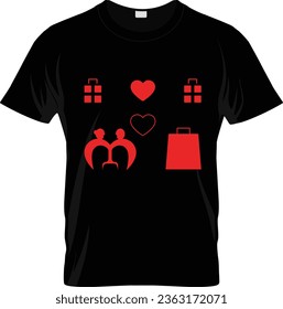 Black Friday bag icon , love symbol and shape for bag. Ideal for print poster, card, shirt, mug. Black Friday T-shirt
