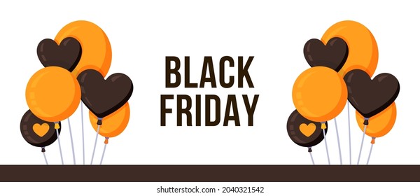 Black friday balloon vector illustration. Black Friday sale poster with black and red balloons 