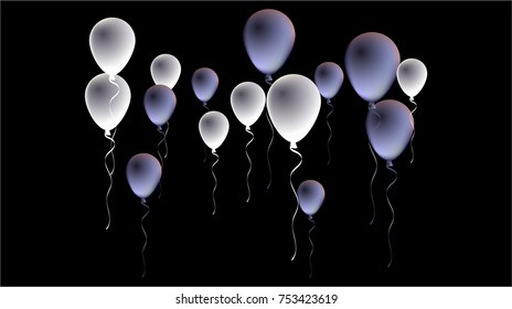 Black Friday Balloons Background. Black and Silver Realistic Balloons Collection. Cool Vector Illustration for Business, Party, Birthday or Holidays. Rich VIP Premium Stylish Balloons Flying Isolated.