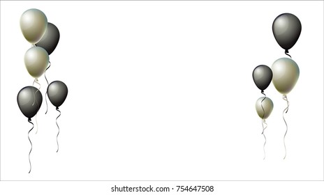 Black Friday Balloons Background. Black and Silver Realistic Balloons Collection. Cool Vector Illustration for Business, Party, Birthday or Holidays. Rich VIP Premium Stylish Balloons Flying Isolated.